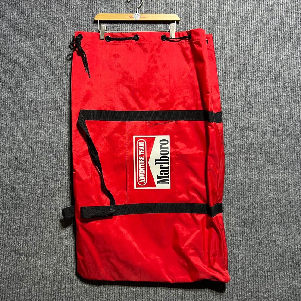 Vintage Marlboro Adventure Team Duffle Bag OS Red Drawstring 90s Promo Bag